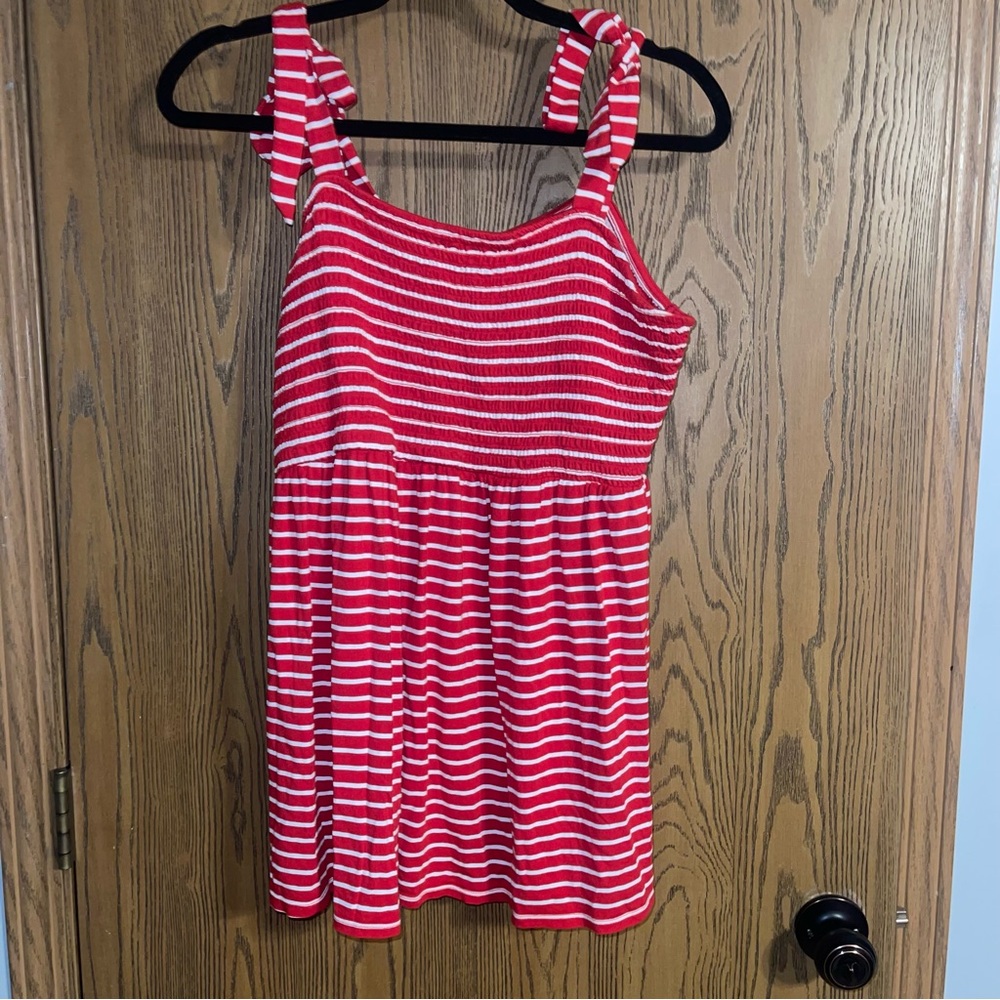 Red and White Striped Sleeveless top